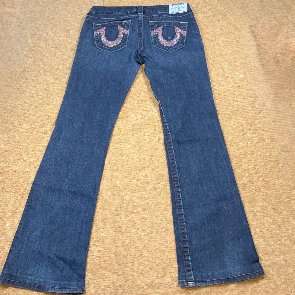 True Religion Bootcut Jeans Women’s Sz 29 Made in USA Dark Wash Flare Denim Y2K